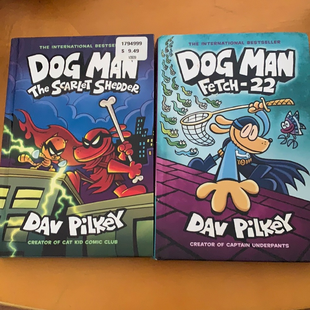 Dog man books 2 fetch -22 & Scarlet SHedder